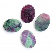 Ruby zoisite 22x17mm oval uneven rose cut flat back